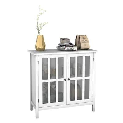 Costway 31'' Storage Buffet Cabinet Glass Door Sideboard Console Table - see details