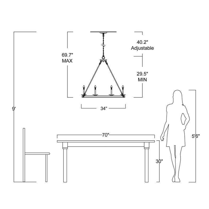 Eva 8-Light Metal Round Chandelier.