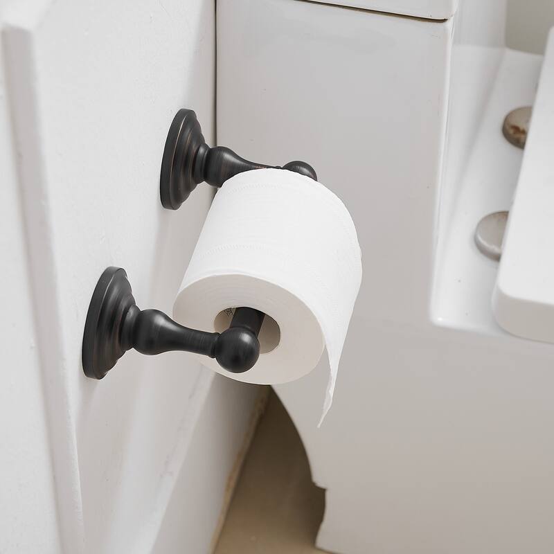 Traditional Double Post Spring Wall Mounted Towel Bar Toilet Paper Holder