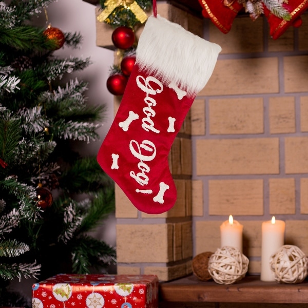 Glitzhome 21"L Plush Christmas Stocking. Opens flyout.