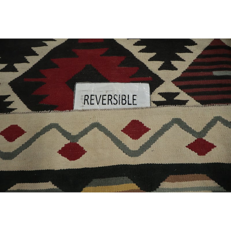 Hand Woven Oriental 100% Wool Carpet Southwestern Tribal Black Kilim Area Rug - 11' 6'' X 8' 4''