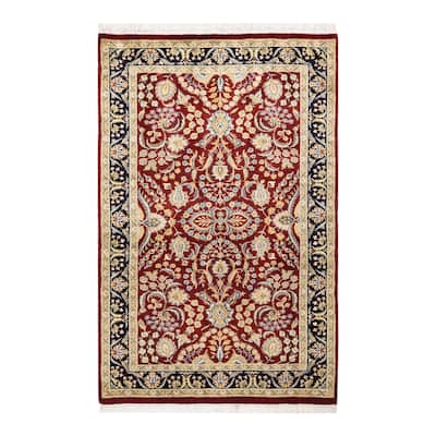 Overton Hand Knotted Wool Vintage Inspired Traditional Mogul Red Area Rug - Scatter