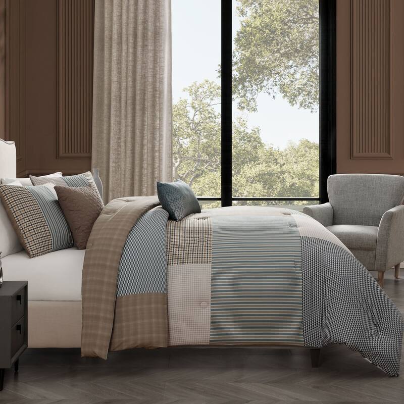 Bebejan Tranquil Patch 100 % Cotton Sateen 5 Piece Reversible Comforter Set