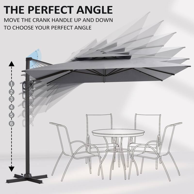 Pellebant 10'X10 FT Outdoor Patio Square Cantilever Umbrella with Double Top