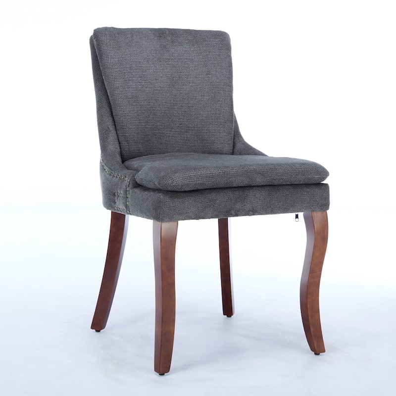 Modern Dining Chairs Set of 2,Double-layer Cushioned Chenille fabric Upholstered Accent Side Leisure Chairs