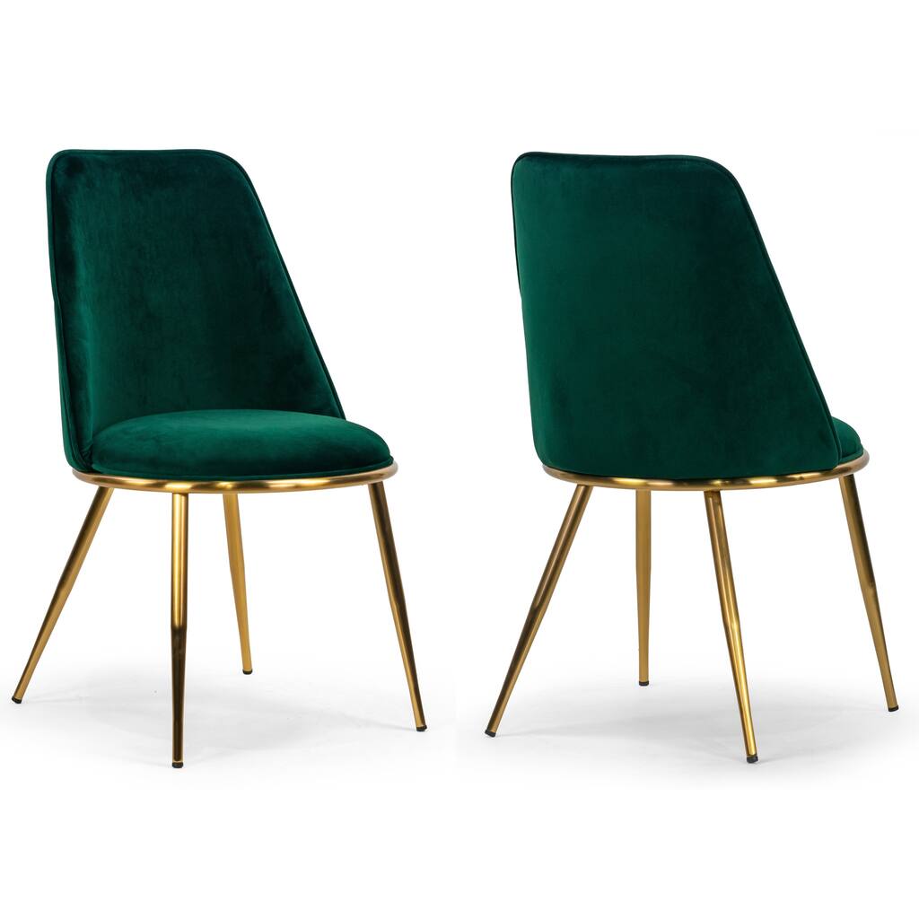 Anzu Glam Green Velvet Dining Chairs with Goldtone Legs (Set of 2)