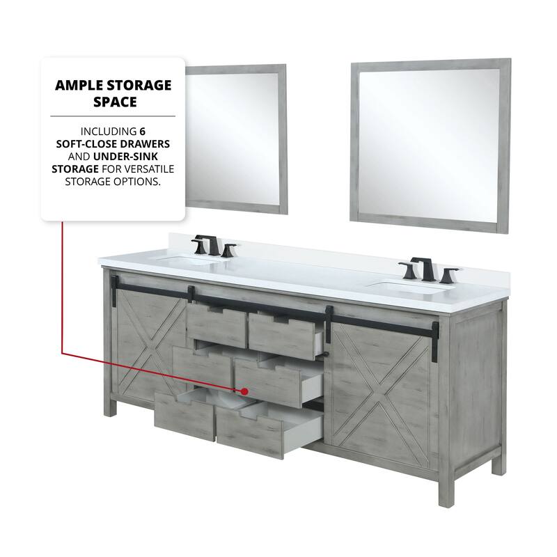Marsyas Bath Vanity, Cultured Marble Countertop, Faucet Set and Mirrors