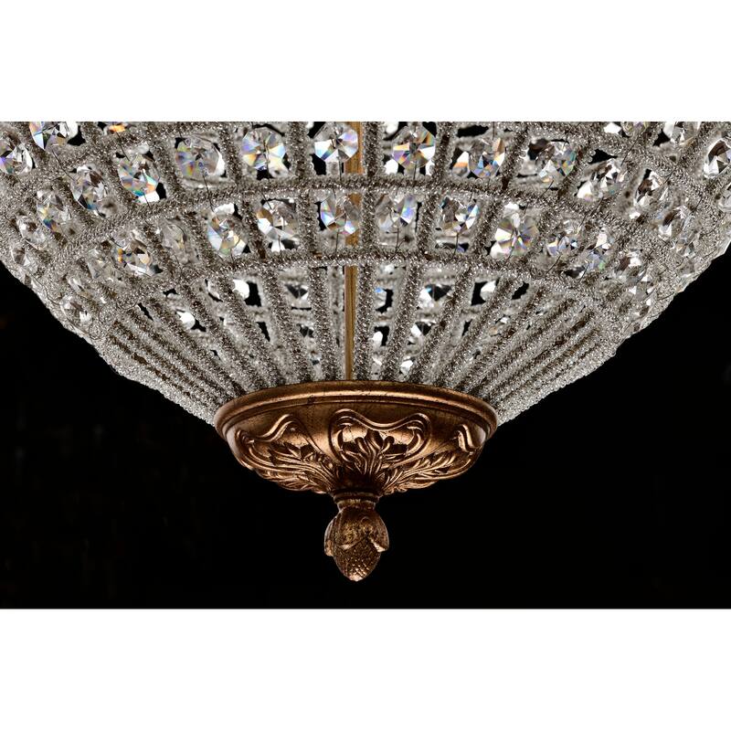 Sonoma Beaded Crystal Chandelier - 4-Light Antiqued Silver/6-Light Antiqued Gold, Glam E12 Ceiling Fixture with Adjustable Chain