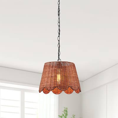 KAWOTI 51.5" 1-light Rattan Pendant Light - W14" x H11" (Max height: 51.5")