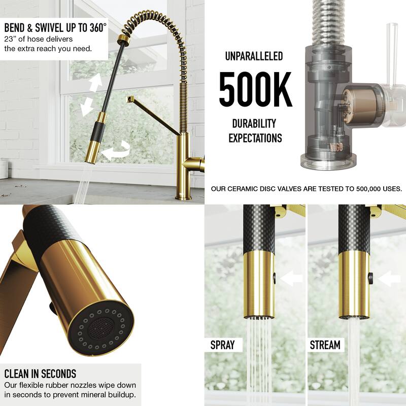 VIGO Livingston 24" H Single Handle Pull-Down Sprayer Kitchen Faucet