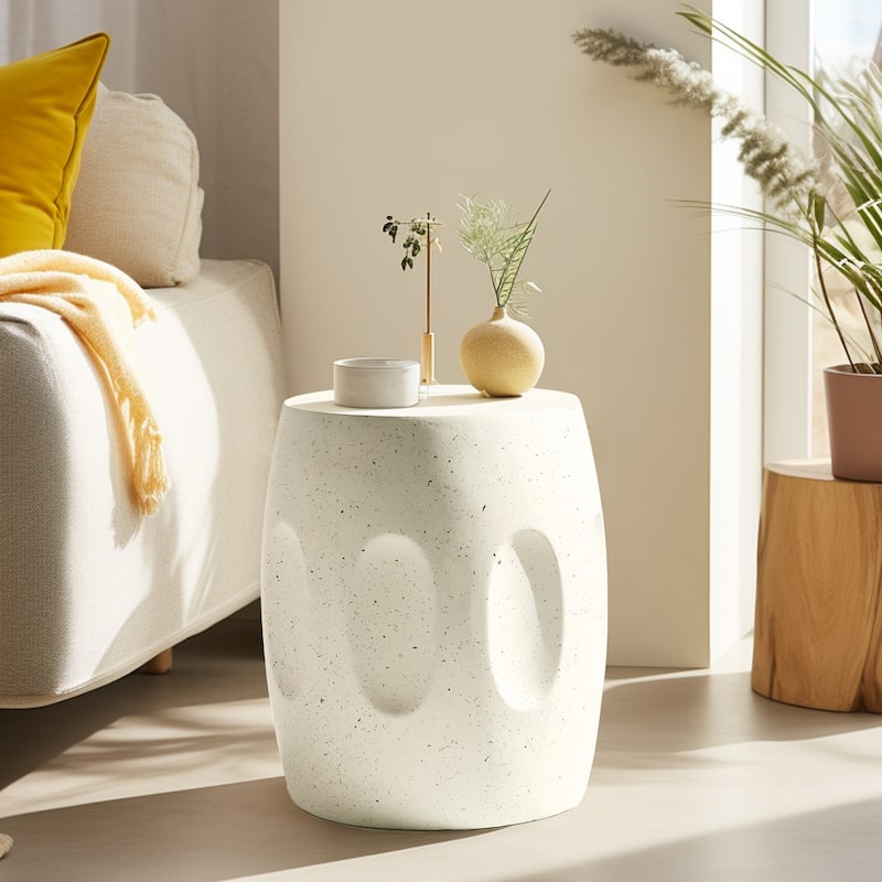 Artloge Side Table Round Modern Lightweight Contemporary Furniture Drum Shaped End Table - 13.4x18.11''