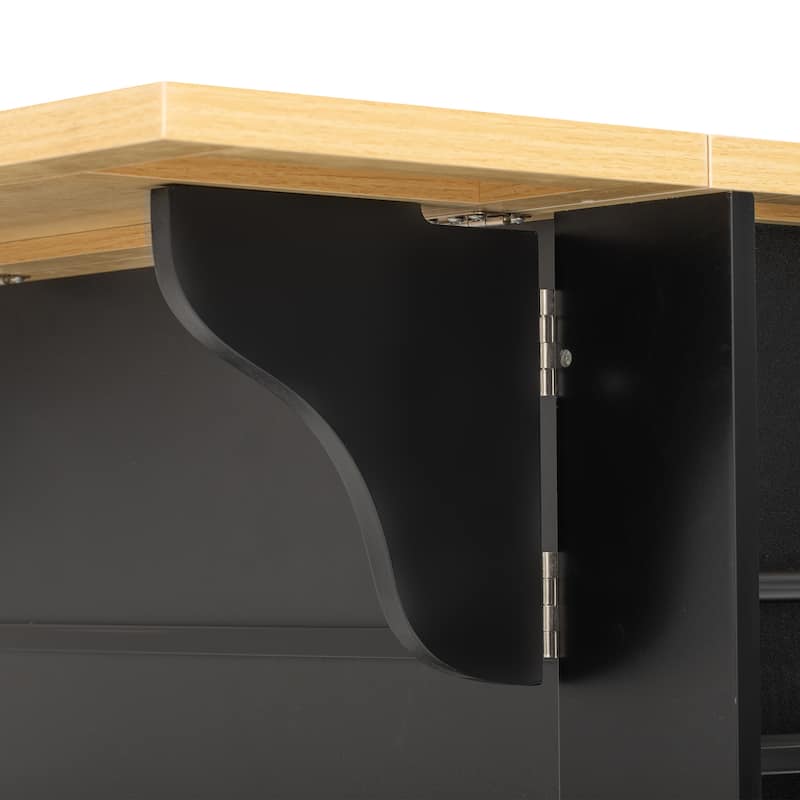 51 Inch Kitchen Island with 6 Drawers Pull-Out Trash Can Power Outlet and Drop Leaf