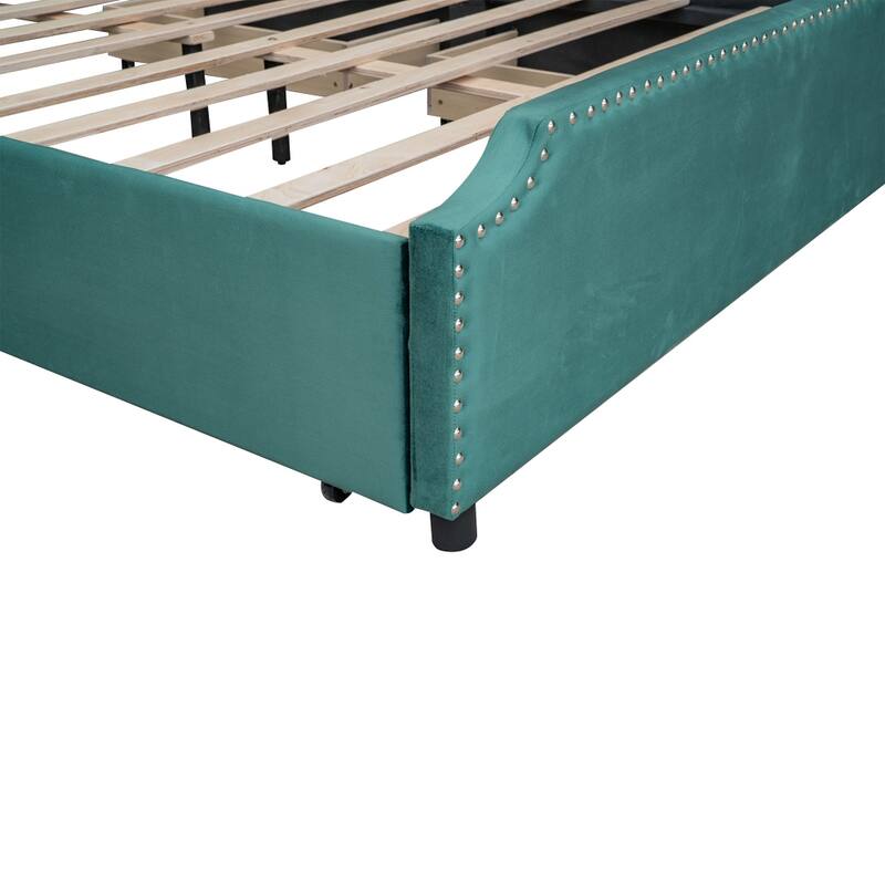 Queen Size Upholstered Platform Bed with 4 Drawers