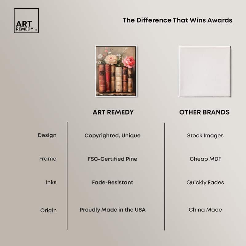 Bookshelf Bouquet III Canvas by Art Remedy