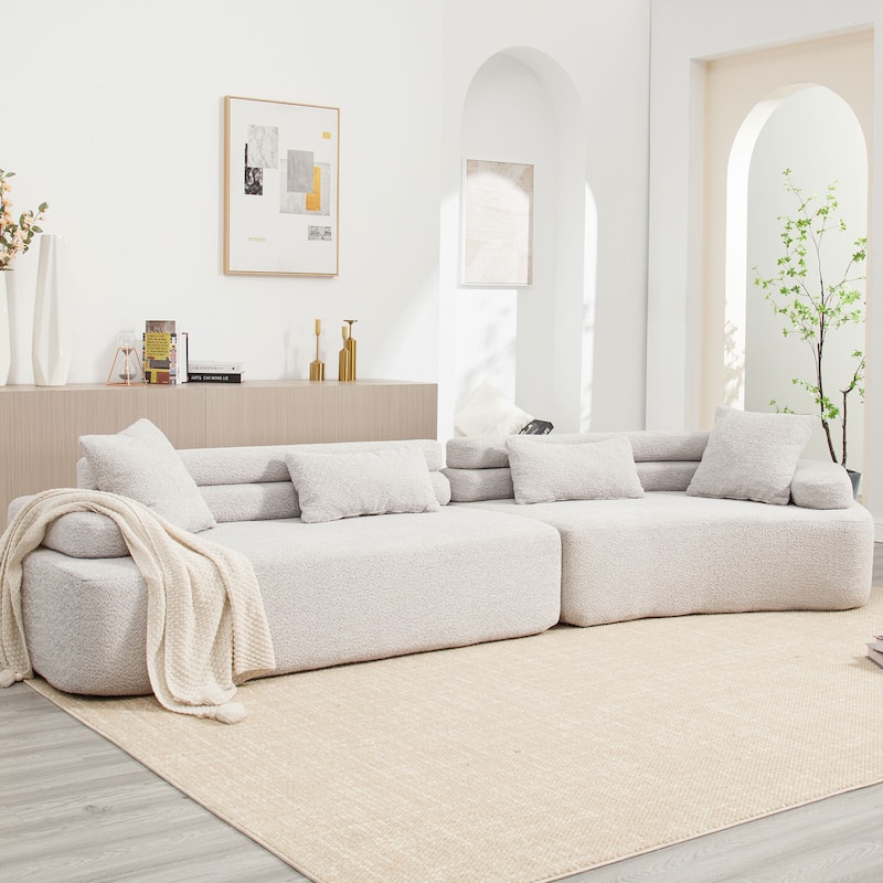 Frameless Sofa with Sponge Construction, ARC Armrests, No Assembly Required