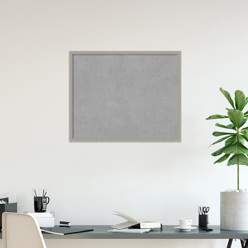 Amanti Art Woodgrain Stripe Grey Framed Magnetic Board