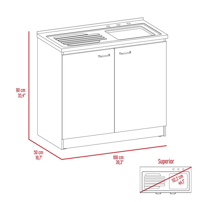 Oklahoma Utility Sink, Double Door Cabinet, Stainless Steel Countertop