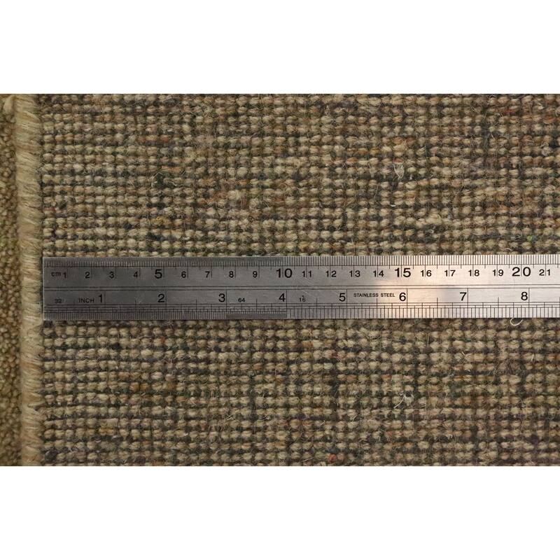 Hand Knotted Oriental 100% Wool Carpet Modern Solid Brown Gabbeh Area Rug - 9' 11'' X 6' 6''