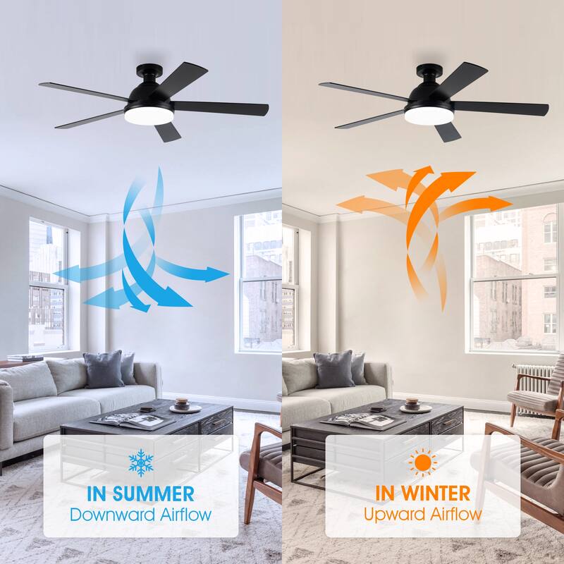 52" Rustic Plywood Reversible Flush Mount Smart Dimmable Ceiling Fan with Light and APP Control