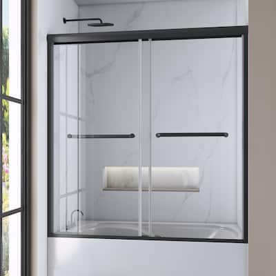 60 in. W x 62 in. H Framed Sliding Bath Tub Door with 5/16 in. Tempered Clear Glass