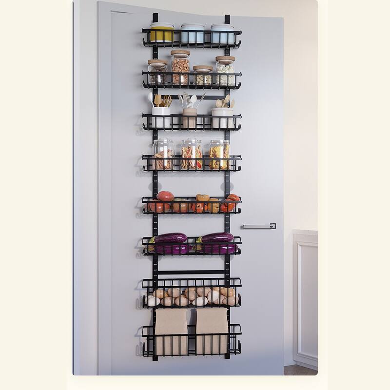 Over The Door Pantry Organizer, 6-Tier 8-Tier Over The Door Organizer with Adjustable Metal Hanging Baskets