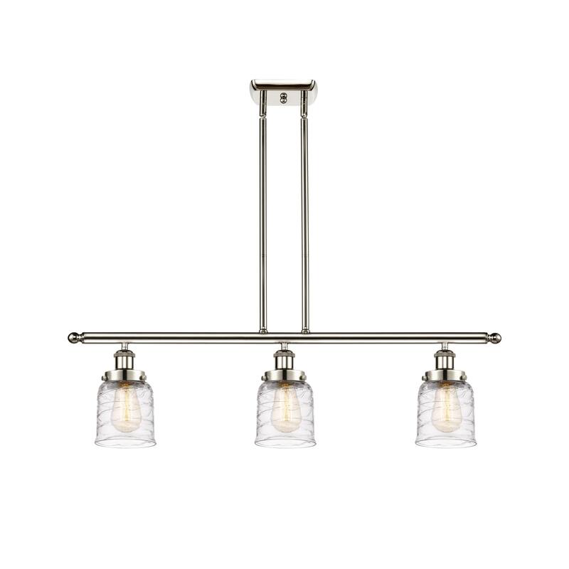 Innovations Lighting 916-3I-10-36 Bell Linear Bell 3 Light 36" Wide - Polished Nickel / Deco Swirl