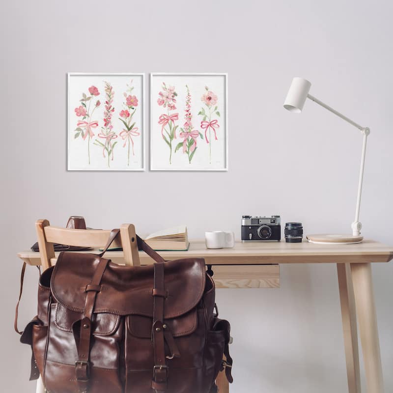 Stupell Soft Fresh Pastel Sprigs Framed Giclee Art Design By Sally Swatland (Set of 2)