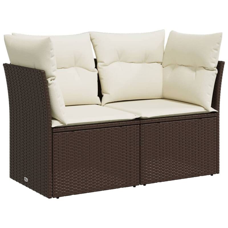 vidaXL Patio Sofa with Cushions Outdoor Seating Sectional Sofa Poly Rattan