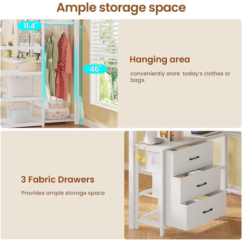 Stairway Twin Size Loft Bed with L Shaped Desk and Wardrobe 3 Drawers