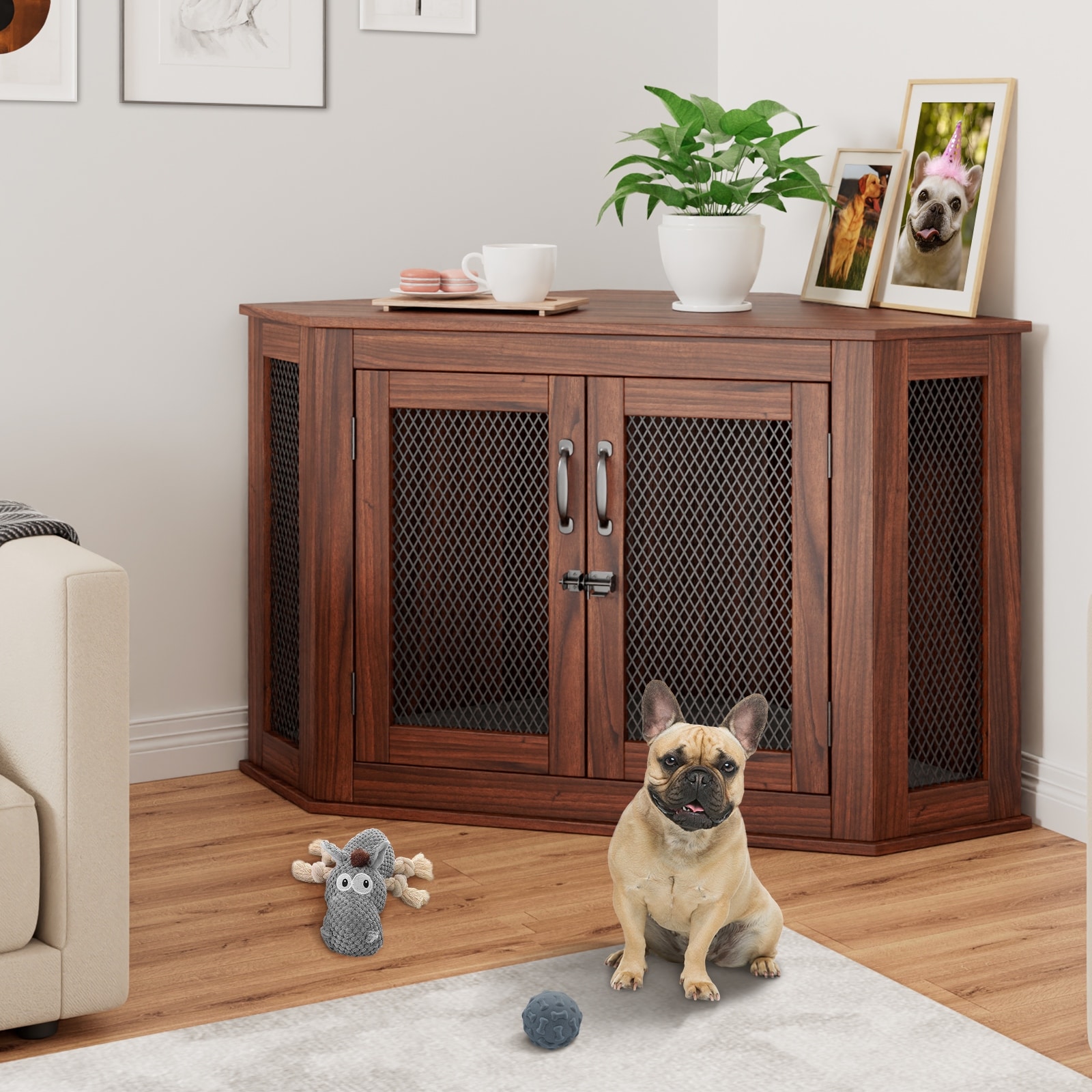 Dog Crate with Cushion and Tray Heavy Duty Dog Kennel Double Doors - Bed  Bath & Beyond - 37417493
