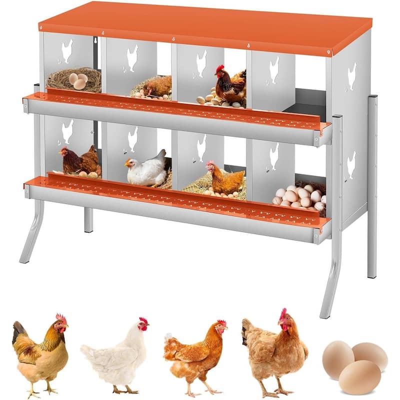 8 Compartment Nesting Box, Chicken Laying Box, with Bracket Legs - Red