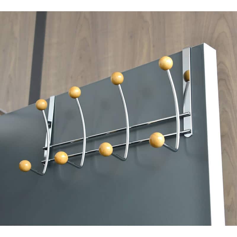 Over The Door Hook Rack with 8 Ball Ends - 15 L x 4 W x 7.5 H
