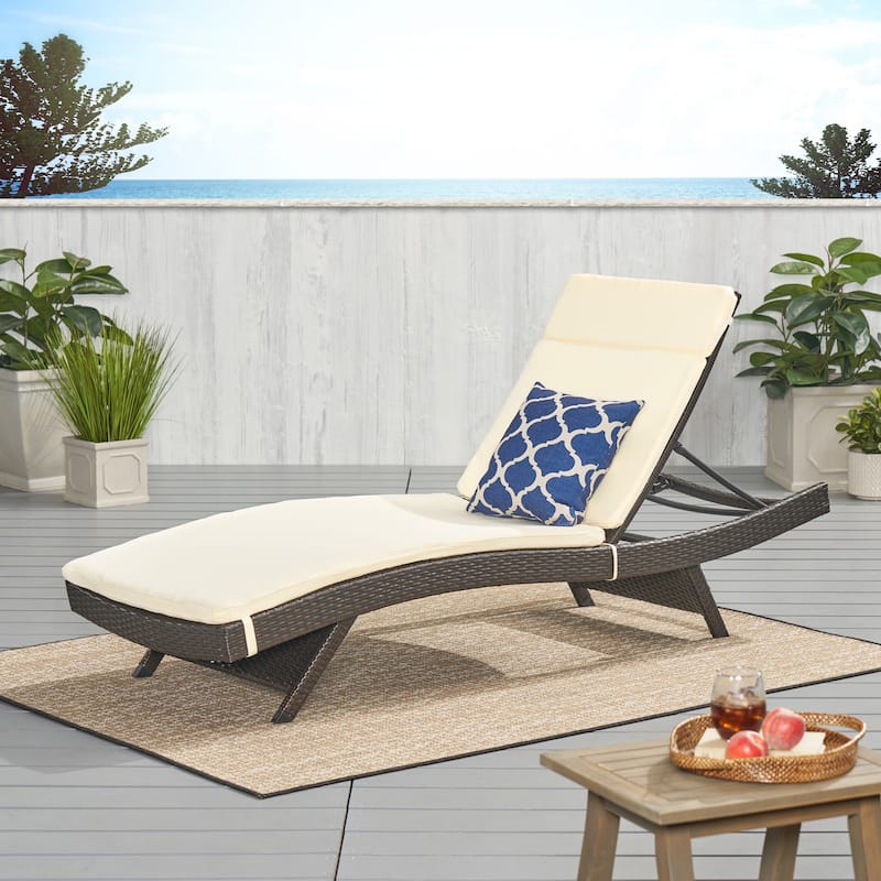 Toscana Outdoor Brown Wicker Adjustable Chaise Lounge with Cushion by Christopher Knight Home