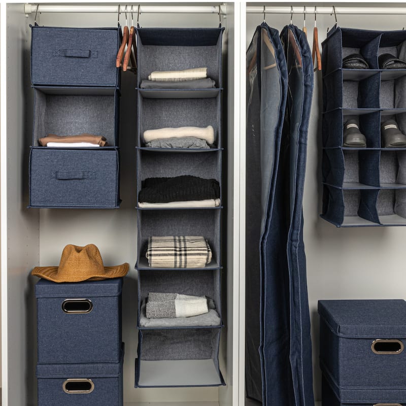 Household Essentials Hanging Cotton Blend Closet Organizer with 6 Shelves - 12.0"L x 12.0"W x 48.0"H
