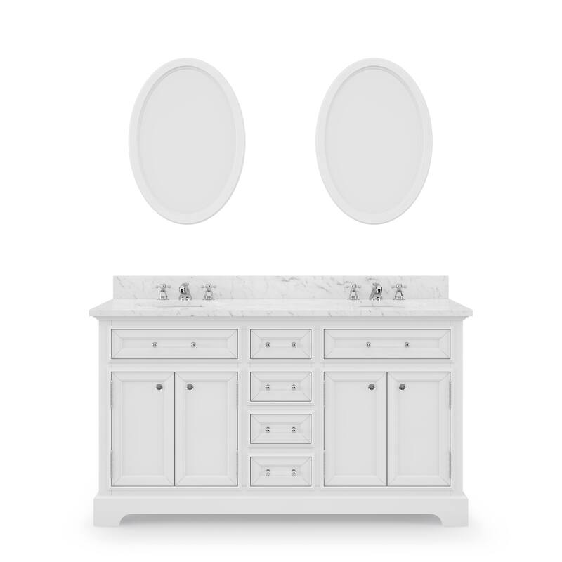 Water Creation Derby 60-inch Solid White Double Sink Bathroom Vanity