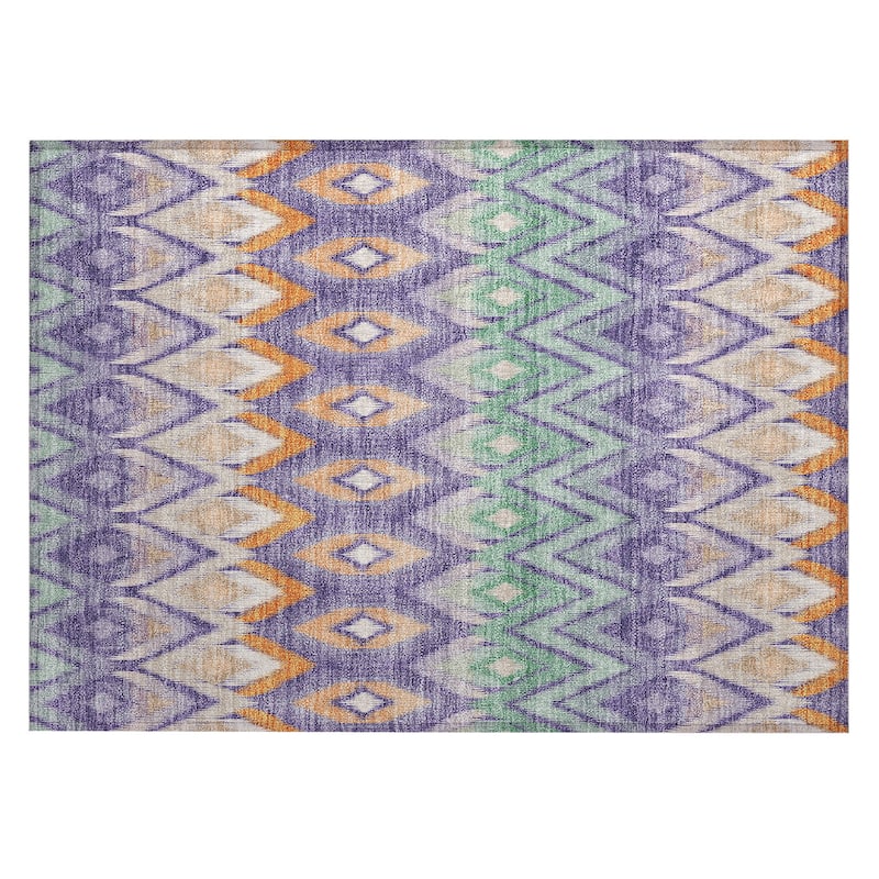 Machine Washable Indoor/ Outdoor Chantille Geometric Boho Rug