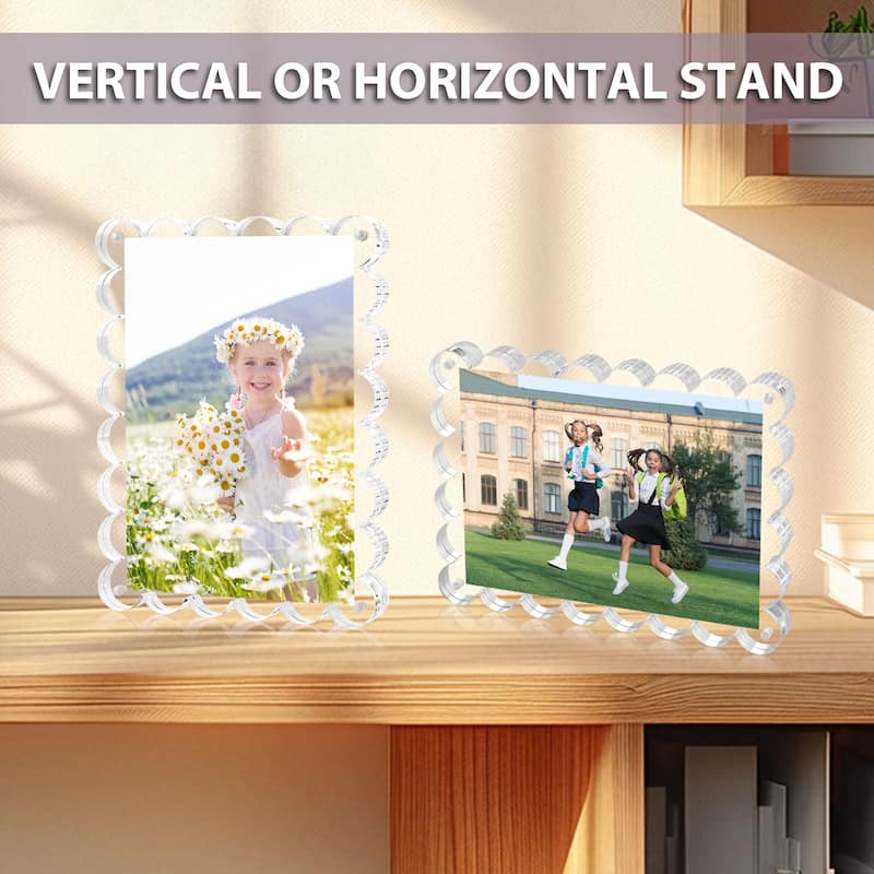BP4U™ 3-Pack Magnetic Picture Frames, Double-Sided Tabletop Acrylic Picture Frames Freestanding for Desktop Display