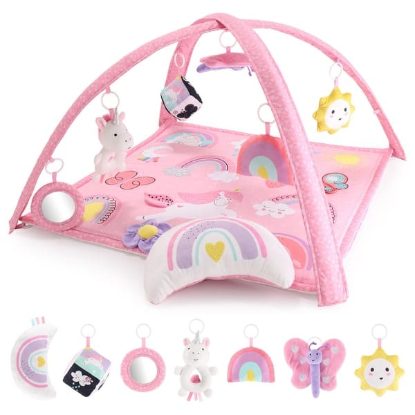slide 2 of 5, The Peanutshell Rainbow Paradise 7-in-1 Activity Play Gym & Play Mat for Baby - Pink