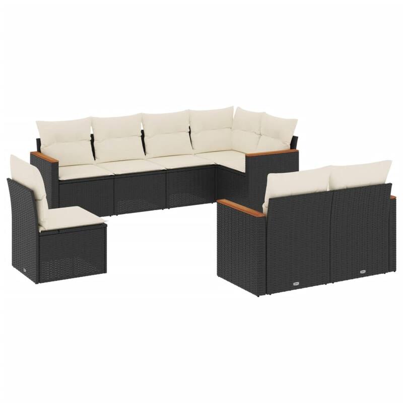 vidaXL Patio Sofa Set with Cushions Outdoor Conversation Furniture Poly Rattan - 24.4 x 24.4 x 27.2 in