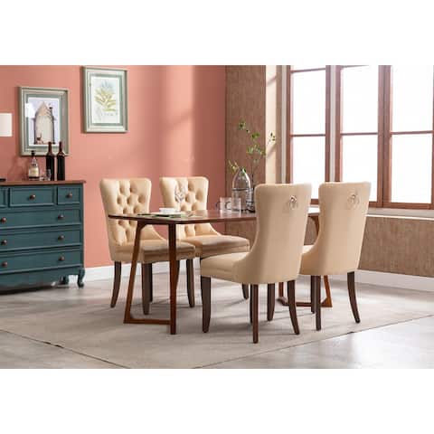 Clihome Upholstered Button Tufted Back Velvet Dining Chair 2 Sets