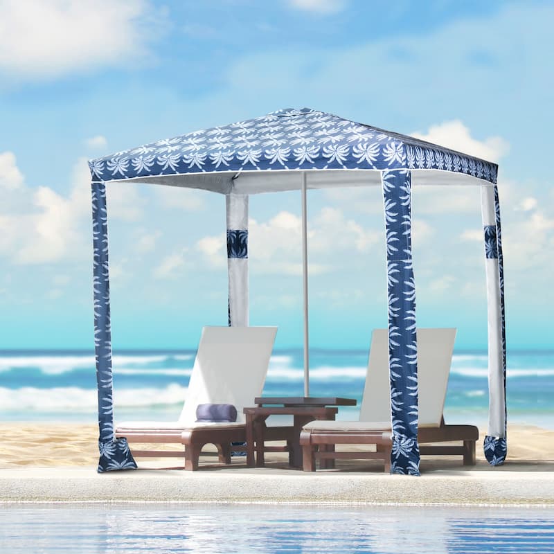 Outsunny Quick Beach Cabana Canopy Umbrella, 6.5' Easy-Assembly Sun-Shade Shelter with Sandbags and Carry Bag, Cool UV50+ - Blue