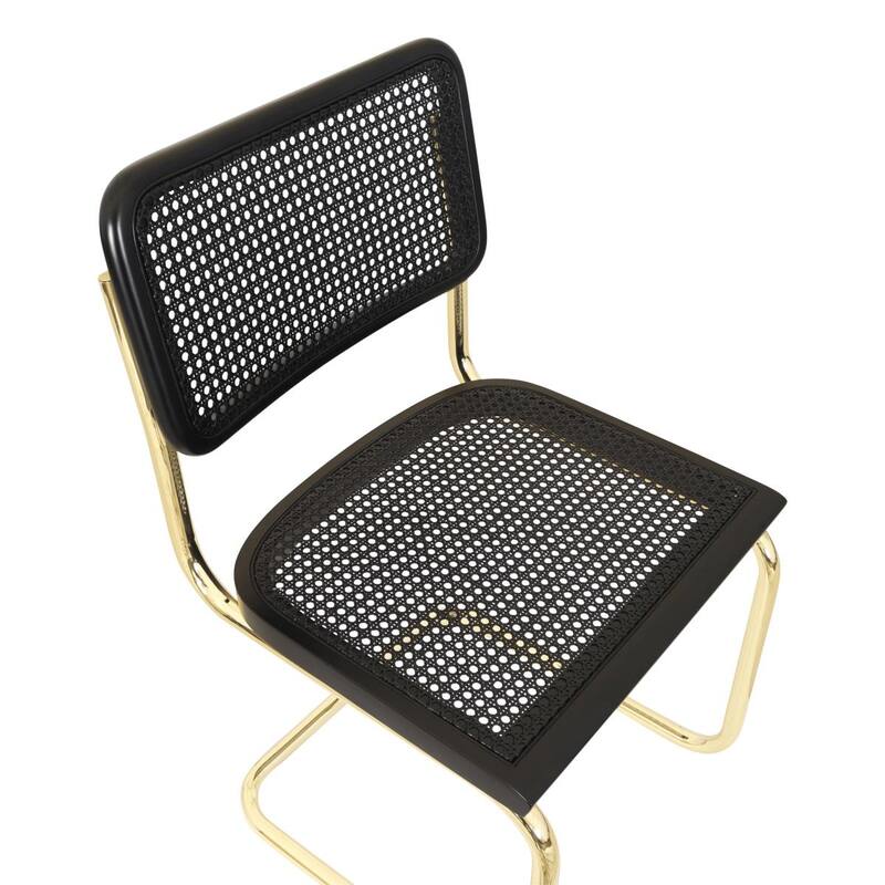 Breuer Chair Company Marcel Breuer Cesca Cane Cantilever Side Chair w/ Brass Steel Frame (Various Wood & Cane Colors)