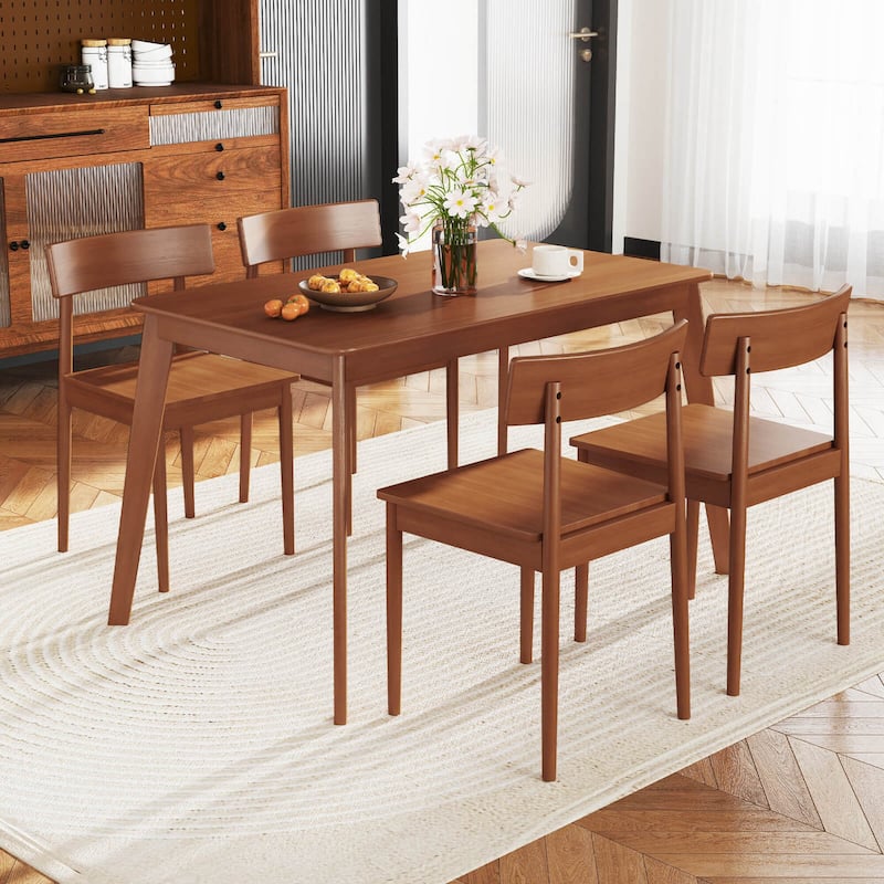Costway 5 PCS Dining Table Set Rectangular Kitchen Table & 4 Chairs