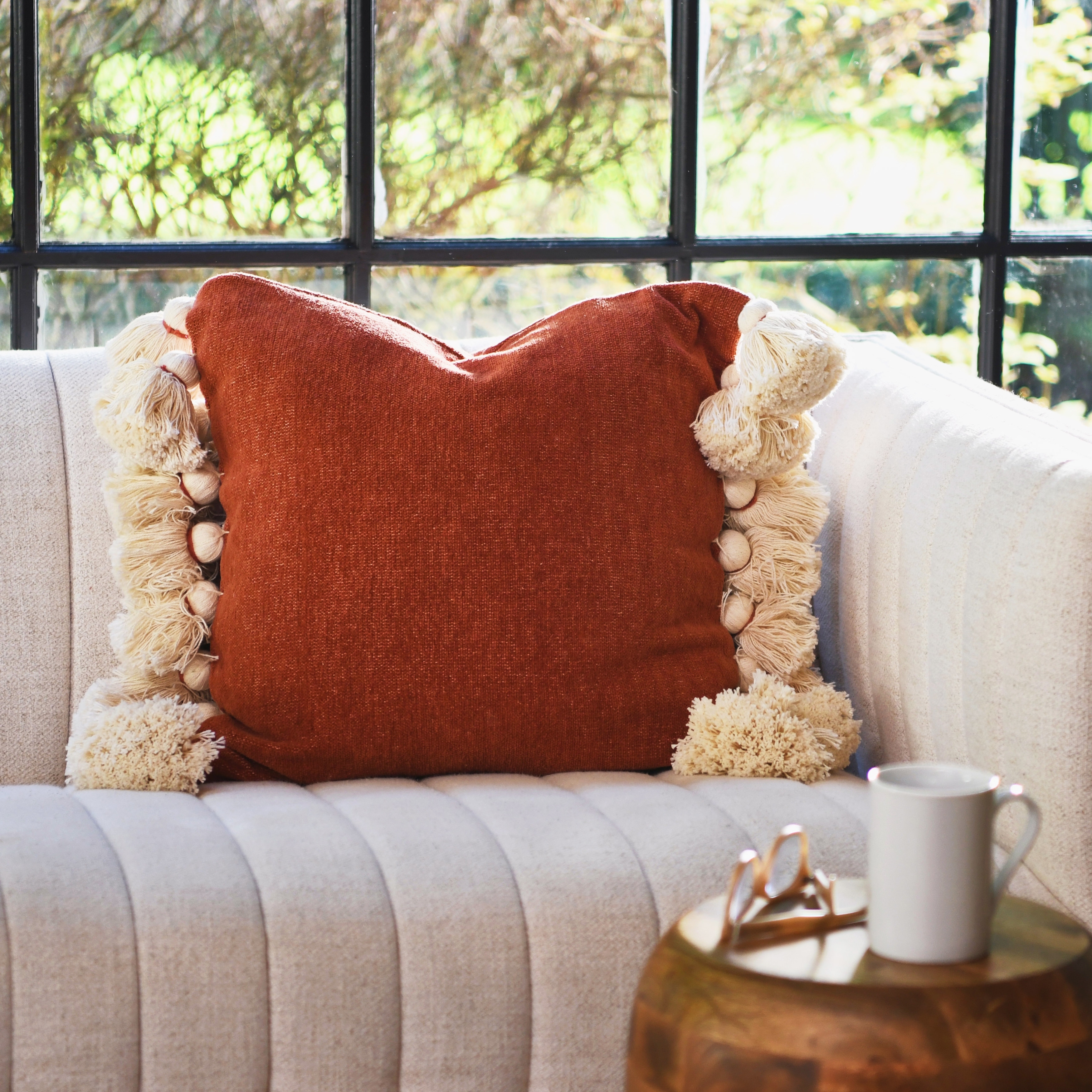 Chenille pillows with fringe shop