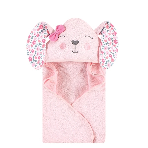 slide 1 of 1, Hudson Baby Infant Girl Cotton Animal Face Hooded Towel, Floral Bunny, One Size - Floral Bunny - One Size One Size - Floral Bunny