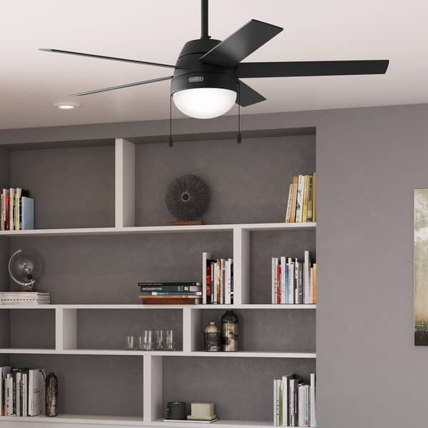 slide 2 of 12, Hunter 52" Anslee Ceiling Fan with LED Light and Pull Chain, Modern, Transitional Matte Black