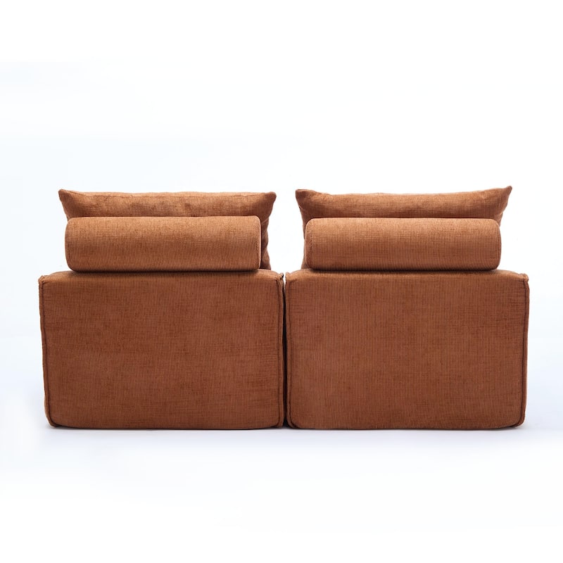 66" Upholstered 2-Seater Sofa with Neck & Waist Pillows