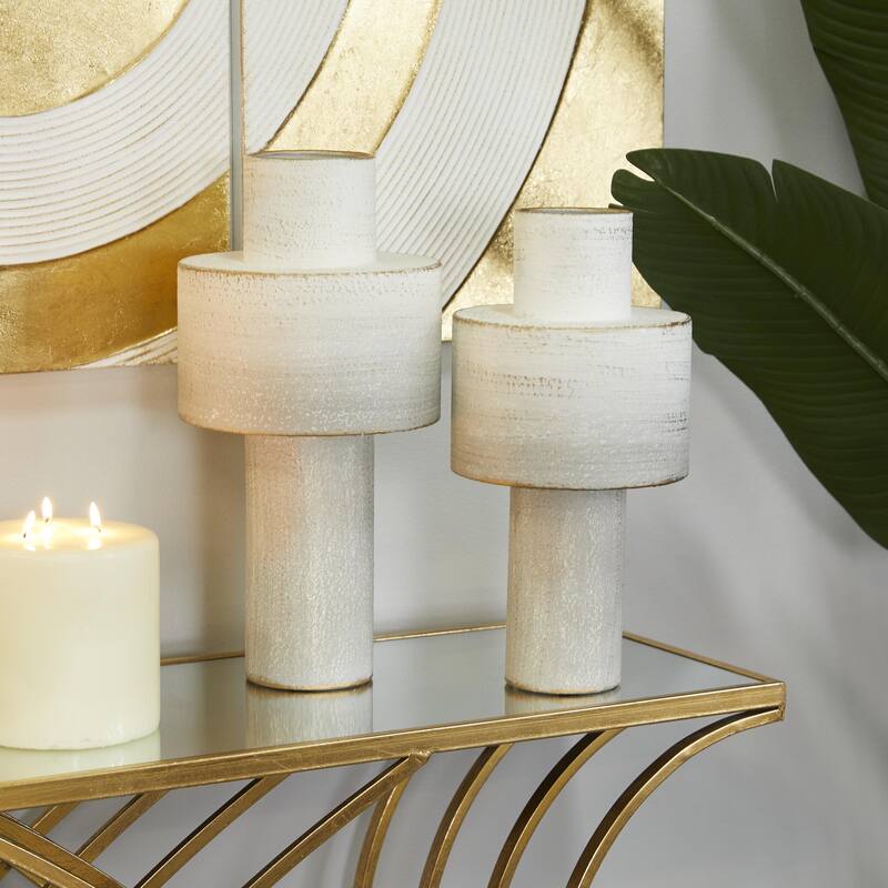 Metal Decorative Vase - Set of 2 White - CosmoLiving by Cosmopolitan