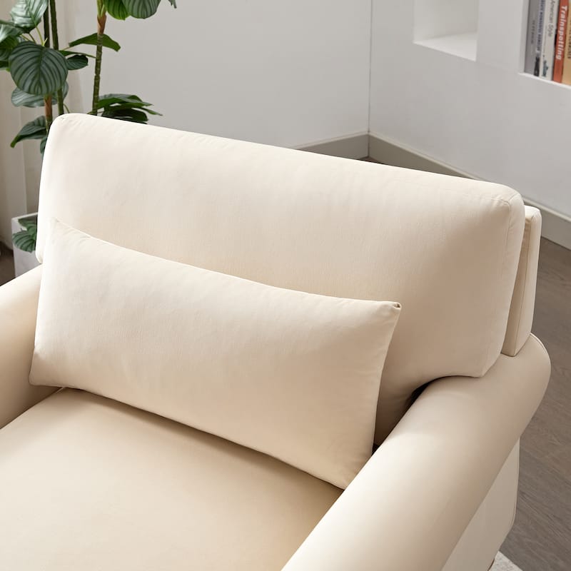 Beige 37.8" Velvet Accent Chair