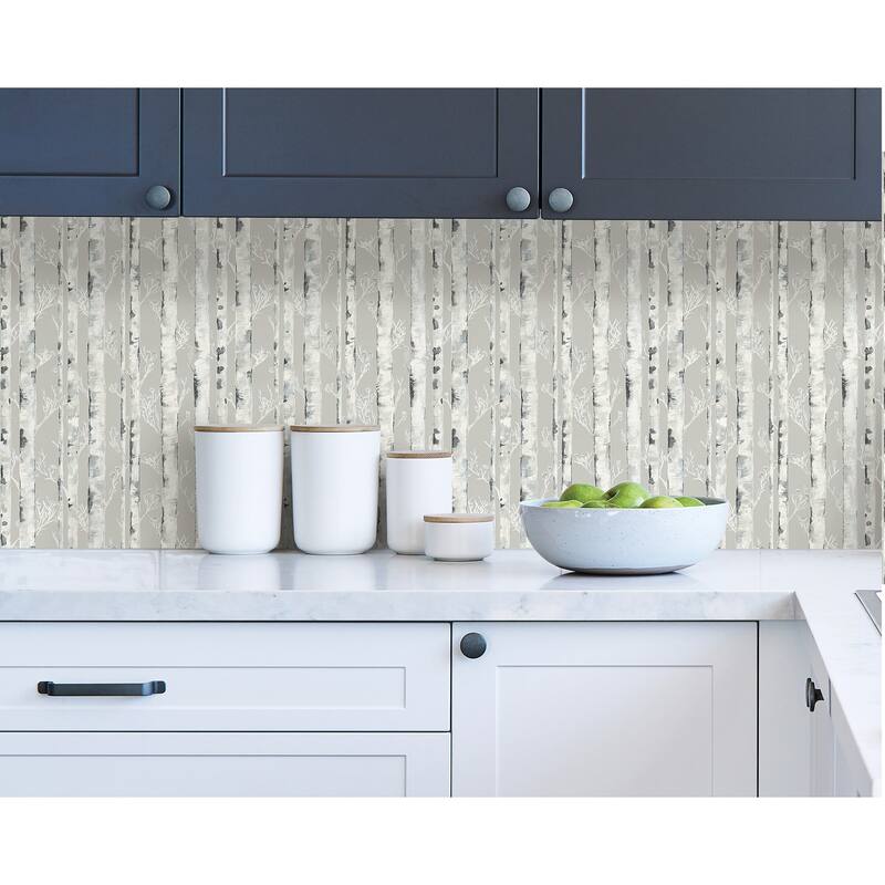 InHome Birchdale Grey Peel and Stick Wallpaper